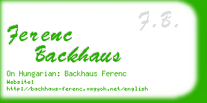 ferenc backhaus business card